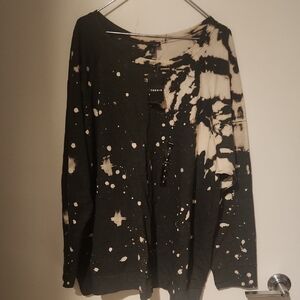 Black and Cream Splatter Long Sleeve Shirt
